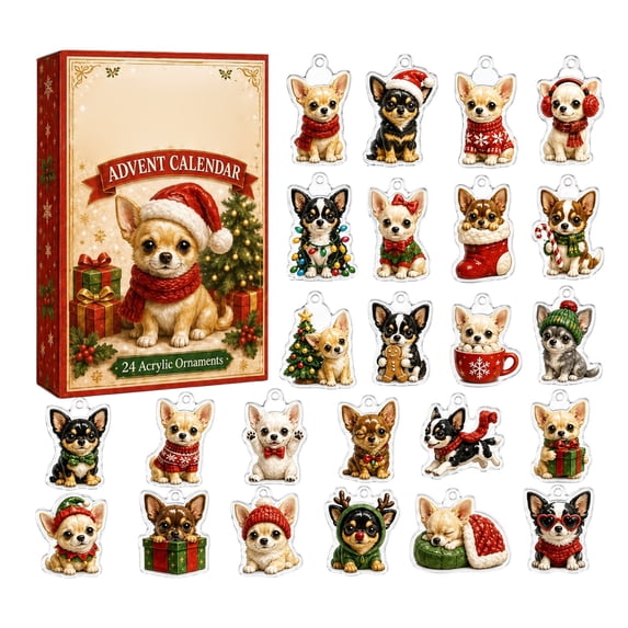 Christmas Cat Lover Countdown With 24 Piece Acrylic Hanging Ornament Blind Box for Adults & Beginners DIY Craft Holiday Wall Decor Very Lovely Festive Gift Set for Cat Dad Home Decoration