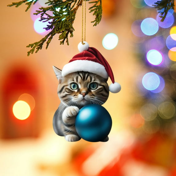 Christmas Cat Ornaments,Christmas Tree Ornaments Cat Hanging Decorations,Christmas Tree Decorative Cat Decor Pendant,Cat Ornaments,for Cat Lovers Home Decor Gifts for Christmas Tree Ornaments