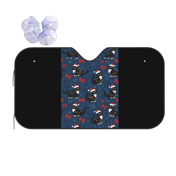 Christmas Cat Pattern Car Windshield Sun Shade Universal Fit Auto Sun Visor Protector