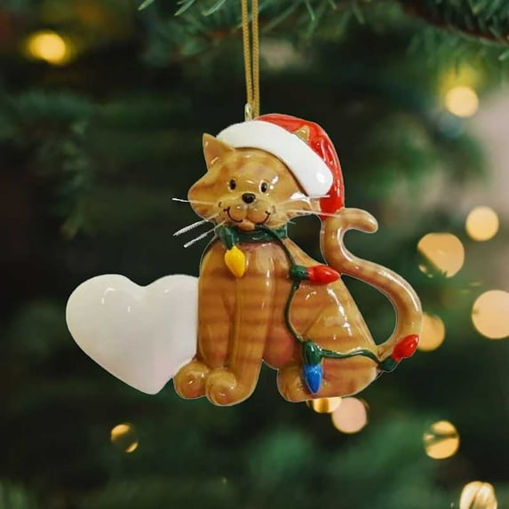 Christmas Cat Pendant Christmas Cute Cartoon Pendant Car Interior Decoration Pendant Christmas Tree Decoration/ Christmas Cat Colorful Acrylic Pendant Yellow Cat