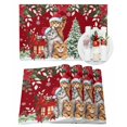 thumbnail image 1 of Christmas Cat Placemats Set of 12 Winter Snowflake Xmas Tree Poinsettia Red Heat Insulation Washable Place Mats, Rustic Non-Slip Table Mats for Dining Table Party Kitchen Decor,13x19 Inch, 1 of 4