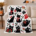 thumbnail image 1 of Christmas Cat, Playful Pet Portrait Pattern, Warm Flannel Blanket for Living Room and Reading Nook with Detailed Artwork, Cat Lovers Christmas Gift, Pet Lover Home Decor, 1 of 9