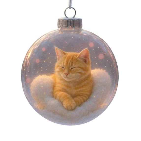 Christmas Cat Snow Globe Decoration Winter Hanging Cute Cats Balls Decor for Xmas Tree Unique Holiday Gifts for Friends and Cats Lovers (G)