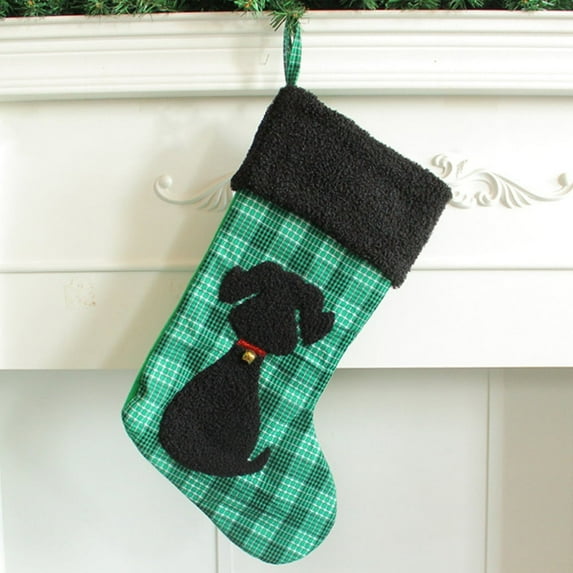 Christmas Cat Stockings, Creative Plaid Black Cat Christmas Stocking Bag, Xmas Tree Hanging Candy Gift Bag for Home Holiday Xmas Party Decorations