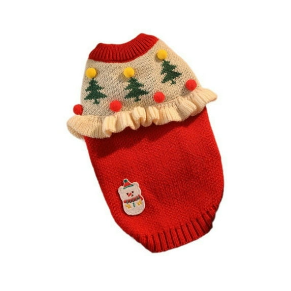 Christmas Cat Sweater – Red Winter Pet Outfit with Jingle Bells and Bows, Soft Holiday Clothes for Cats and Small Dogs, L