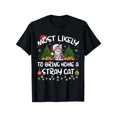thumbnail image 1 of Christmas Cat TShirt Most Likely to Bring Home a Stray Cat Design with Santa Hats Christmas Trees and Gifts for Holiday Season Unisex Tee, 1 of 6