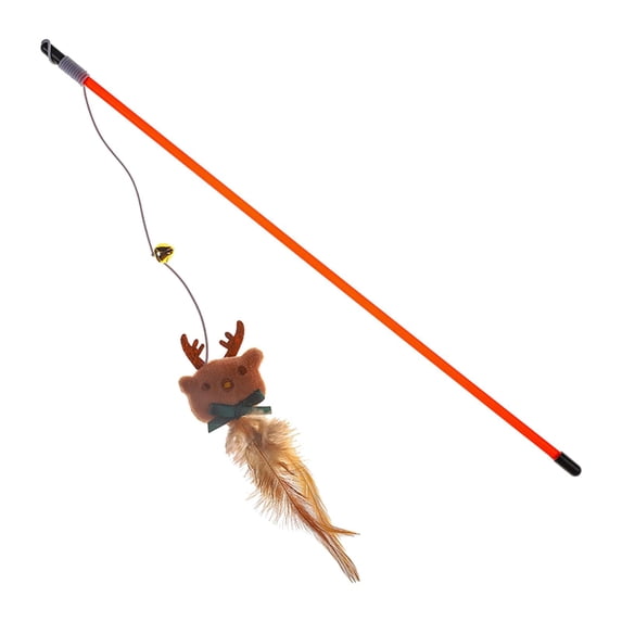 Christmas Cat Teaser with Bell Playing Kittens Training for Cats Long Rod Christmas Deer