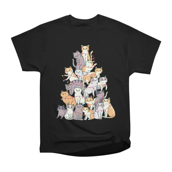 Christmas Cat Tree T-Shirt Tee Gift For Him Merch For Her Apparel For Friend