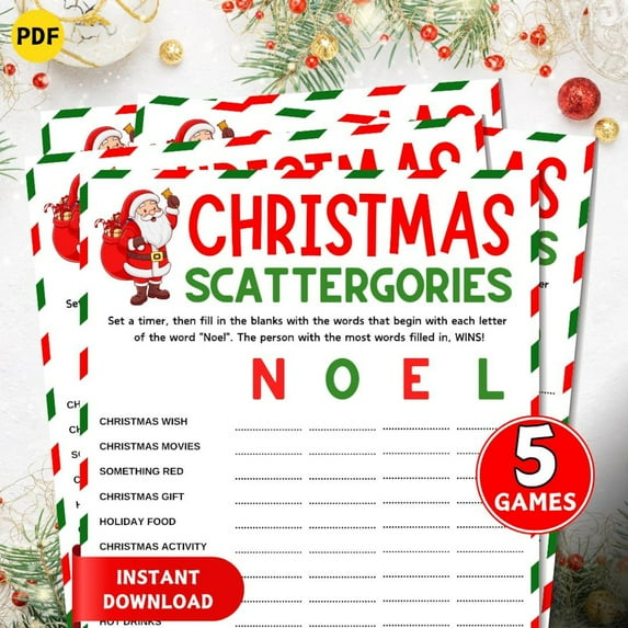 Christmas Category Challenge Christmas Printable Games Group Activity
