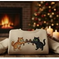 thumbnail image 1 of Christmas Cats Embroidered Sweatshirt, Cute Holiday Cat Lover Crewneck, Cozy Pet Gift for Christmas Season, 1 of 4