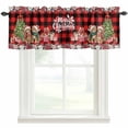 thumbnail image 1 of Christmas Cats Farmhouse Short Window Curtain Valances, XmasTree Winter Gifts Floral Red Black Plaid Rod Pocket Kitchen Valances for Living Room Bedroom Bathroom Cafe 42" x 18", 1 of 8