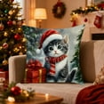thumbnail image 1 of Christmas Cats Faux 3D Print Pillow Cover Holiday Theme Decor Sofa Throw Pillowcase Multicolor Options 18x18 Inch Festive Home Accent, 1 of 5