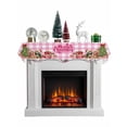 thumbnail image 1 of Christmas Cats Mantel Scarf Fireplace Decorations for Living Room, XmasTree Winter Gifts Floral Pink Plaid Fireplace Mantel Scarf Cover Runner for Halloween/Thanksgiving/Christmas Decor 60"x17", 1 of 6