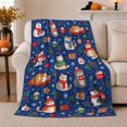 thumbnail image 1 of Christmas Cats, Mugs, and Wrapped Gifts on Blue, Playful Pet Portrait, Warm Flannel Blanket for Living Room and Reading Nook, Cat Lovers Christmas Gift, Pet Lover Home Decor, 1 of 9