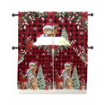 thumbnail image 1 of Christmas Cats Swag Curtains for Living Room/Bedroom Windows, Xmas Tree Poinsettia Botanical Red Buffalo Plaid Kitchen Curtains and Valances Set 36 Inch Length, Swags Valance Curtain Panels, 1 of 5