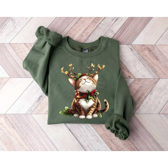 Christmas Cats Sweatshirt, Trendy Sassy Retro Girl Christmas Cat Mom Shirt, Christmas Cat Lovers Shirt, Santa Cat Shirt, Cat Mom Sweater