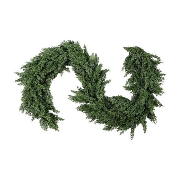 Christmas Cedar Artificial Pine Cypress Vines Faux Evergreen Cascade Garland for Indoor Outdoor Table Stairs Winter Decoration, 5.9ft