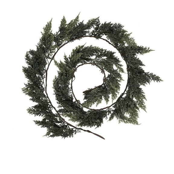 Christmas Cedar Garland Artificial Green Cedar Garland with Faux Cedar Needles 1.8 Meter Double Color Dense Garland for Home Fireplace Indoor Outdoor Holiday Party Decoration