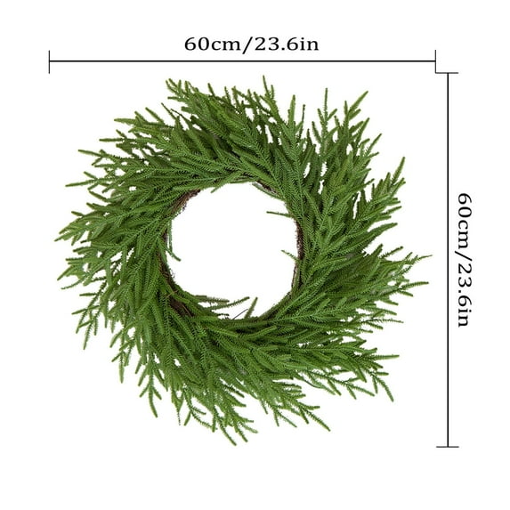 Christmas Cedar Pine Wreath for Front Door Evergreen Garland Natural Artificial Pine Wreath Outdoor Garden Porch Hanging Decoration Wall Grapevine Decor 24 inch