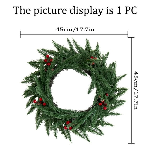 Christmas Cedar Pine Wreath for Front Door Evergreen Garland Natural Artificial Pine Wreath Outdoor Garden Porch Hanging Decoration Wall Grapevine Decor 18 inch