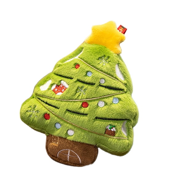 Christmas Cedar Tree Pendant – Plush Holiday Ornament with Star Top & Decorations – Soft Festive Figurine for Desktop, Mantel, Tree, or Gift Use
