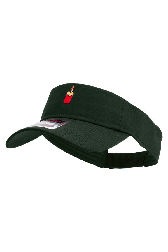 Christmas Celebration Candle Embroidered Cotton Twill Sun Visor - Dk Green OSFM