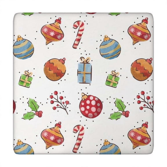 Christmas Celebration Tablecloth 34x34 Inch Square, Stretchable Spandex with Flat-Laying Fit, Ideal for Christmas Party and Holiday Table Setting