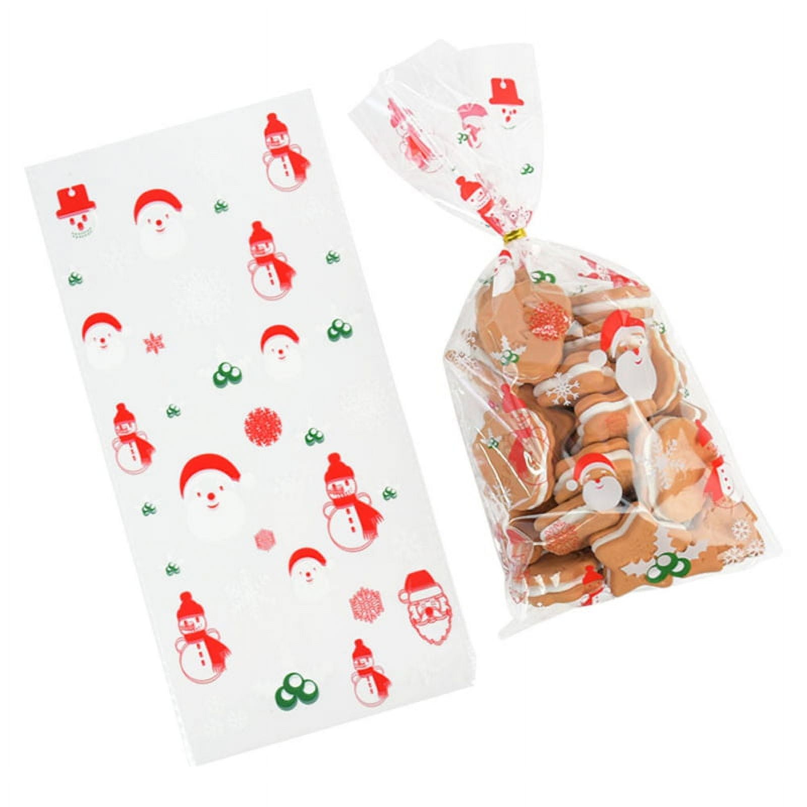 Christmas Cellophane Treat Bags Clear Cookie Candy Bags Goodie Bags