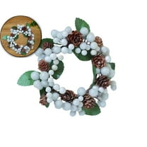 Christmas Centerpiece Candle Holder 4.7 Inch Artificial Mini Tabletop Decoration Candle Holder with Pine Cones for Festival Home Decoration