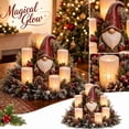 thumbnail image 1 of Christmas Centerpiece Decoration with 6 Flameless Led Candles, Pinecones and Red Berries, Rustic Farmhouse Style, for Dining and Kitchen Table, 1 of 6