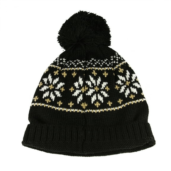 Christmas Central Unisex Black Jacquard Knit Winter Beanie Hat - One Size