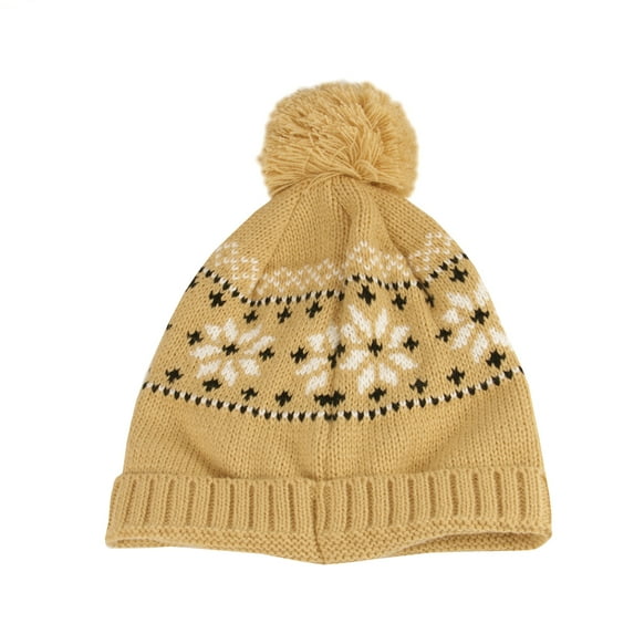 Christmas Central Unisex Light Khaki Jacquard Knit Winter Beanie Hat - One Size