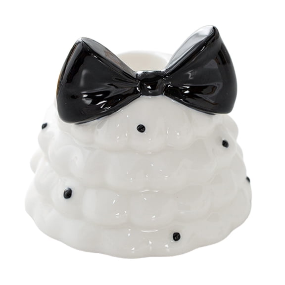 Christmas Ceramic Candle Holder, Bow Design Tealight Base for Holiday Table Centerpieces, Decorative Resin Candlestick