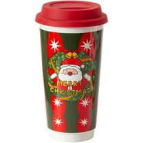 Christmas Ceramic Coffee Mug 20oz with Lid, Festive Holiday Gift Large 580ml Travel Cup for Office Home Use, Microwave Safe, in Gift Box
