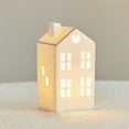 thumbnail image 1 of Christmas Ceramic House Luminary Red White Glowing Holiday Decor Winter Village Tabletop Night Light Mantle Display Festive Home Decoration 7 Inch, 1 of 7