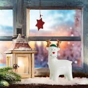 Christmas Ceramic Luminary Santa Deer Snowman Figurine with Soft Glow Lighting White Holiday Decor for Tabletop Mantle Night Light Christmas Scene Decoration
