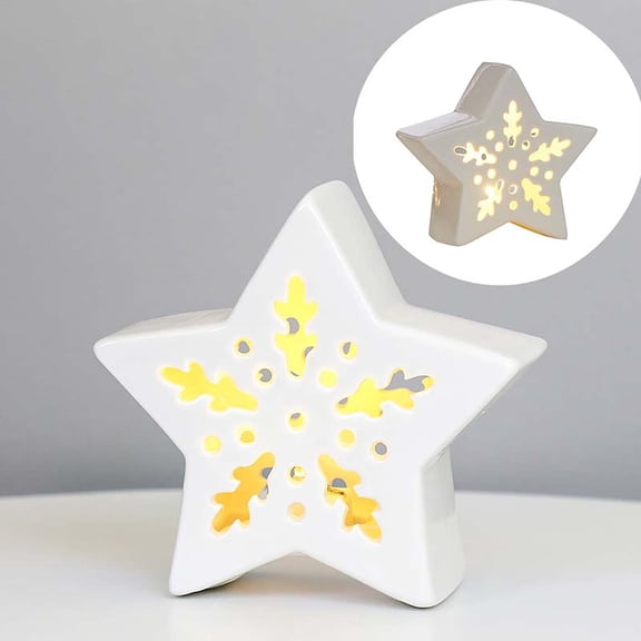 Christmas Ceramic Luminous Star Ornaments - LED Lights, USB/Battery Powered, Desktop Decor, Festive Atmosphere