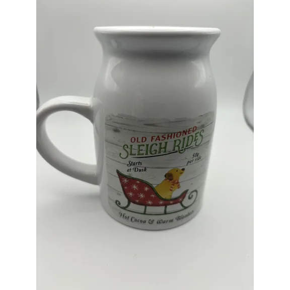 Christmas Ceramic Mug, Old Fashioned Sleigh Rides Design, Holiday Coffee Mug