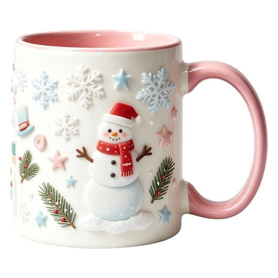 Christmas Ceramic Mugs Cute Xmas Coffee Cups with Santa Claus Reindeer Snowman Sleigh Handle Holiday Mug for Hot Beverages