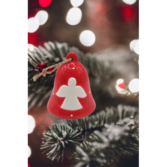 Christmas Ceramic Ornament - Angel Bell by Wizardi F07N7-26