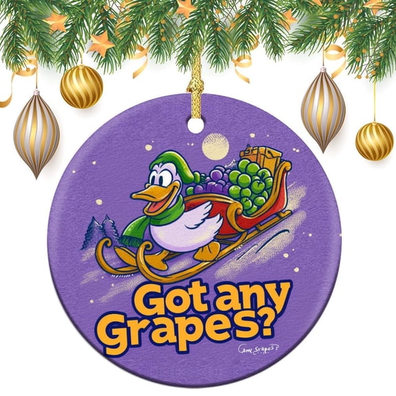 Christmas Ceramic Ornament Christmas Duck Got Any Grapes Two Sides Printed Christmas Ornaments Animals Themed Gifts for Christmas Tree Decoration Xmas Party Decorations Gifts