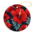 thumbnail image 1 of Christmas Ceramic Ornament Red Hawaiian Hibiscus Flower Double Sided Porcelain 3 Inch Summer Tropical Flowers Christmas Tree Ceramic Ornament Decoration Merry Xmas for Family & Friends, 1 of 8