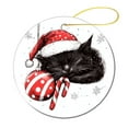 thumbnail image 1 of Christmas Ceramic Ornament Winter Christmas Bell Black Cat Double-Sided Printed 3" Ceramic Christmas Ornament Santa Black Cat Xmas Trees Decorations Keepsake Gifts Gifts for Women Men On Christmas, 1 of 8