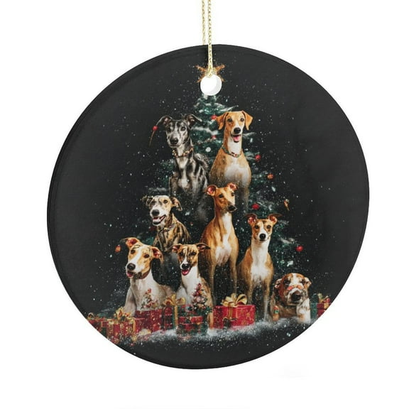 Christmas Ceramic Ornament Winter Christmas Snowflake Personalized Christmas Ornament Greyhound Dogs Christmas Christmas Tree Decorations Xmas Gift