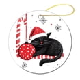 thumbnail image 1 of Christmas Ceramic Ornament Xmas Animal Cats Wearing Red Santa Hat Christmas Ornament Keepsake Winter Christmas Bell Black Cat Xmas Tree Decorations Flat Circle Ceramic Ornament, 1 of 8