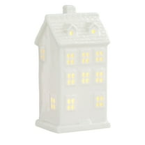 Christmas Ceramic Village Houses with LED Light, Indoor White Holiday Houses and Villages Decorations for Home, Fireplace, Table, or Office Winter Decor Gift