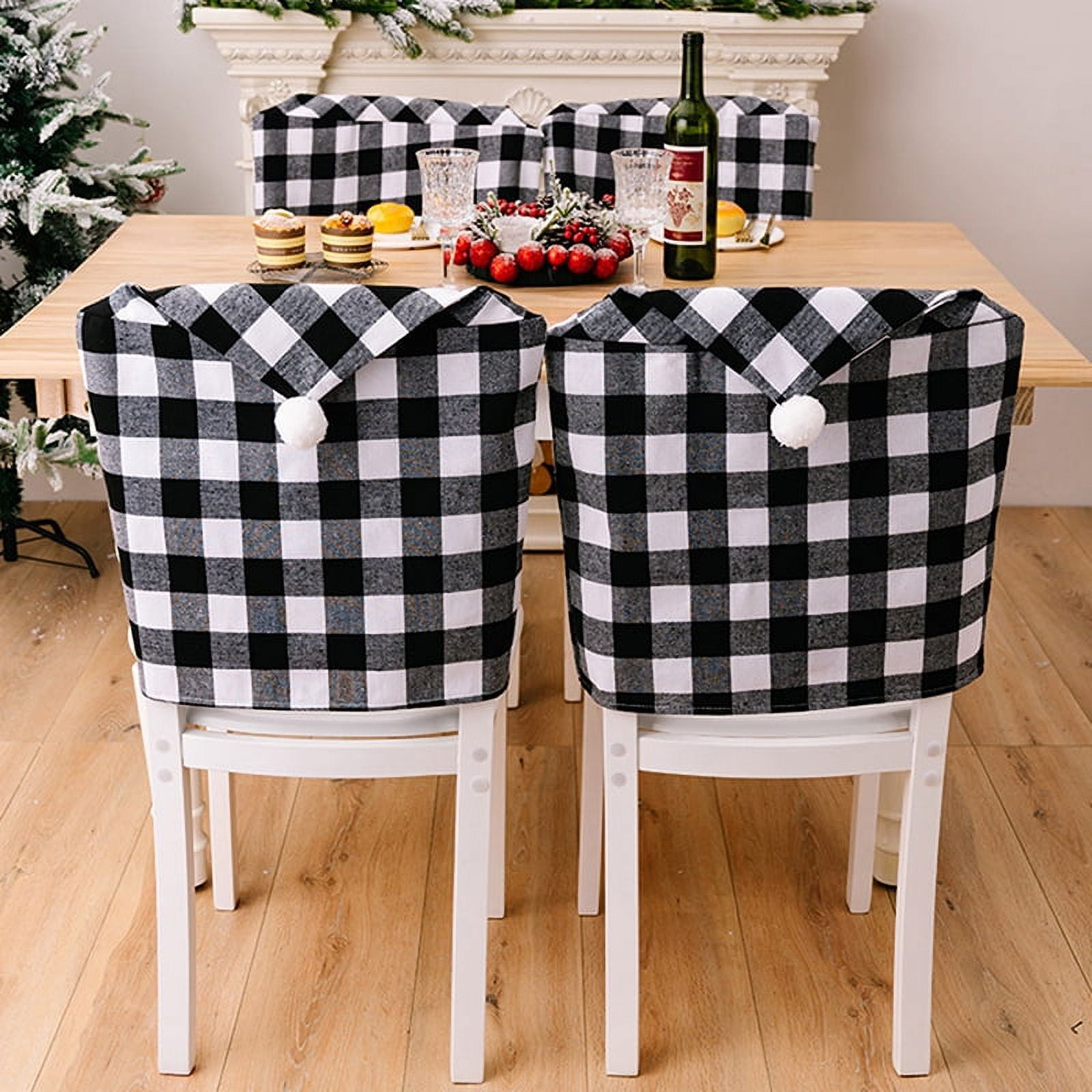 Black and white buffalo plaid chair covers new arrivals