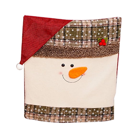 Christmas Chair Back Cover Santa Snowman Party Props Festive Atmosphere 1PC DIY Flannelette Xmas Home Decoration