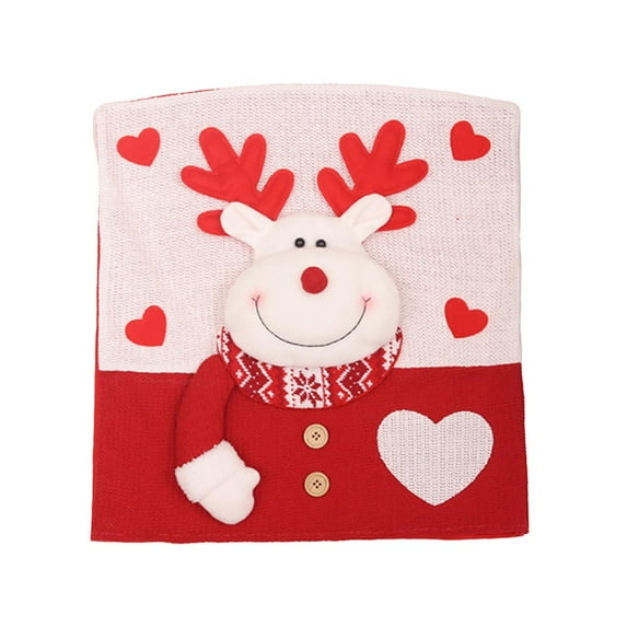 Christmas Chair Cover, 3D Santa Doll Fabric Slipcover for Dining Table and Stool Backrest, Stretch Washable Holiday Decor 18.5x20.5in, Festive Home Party Accessory