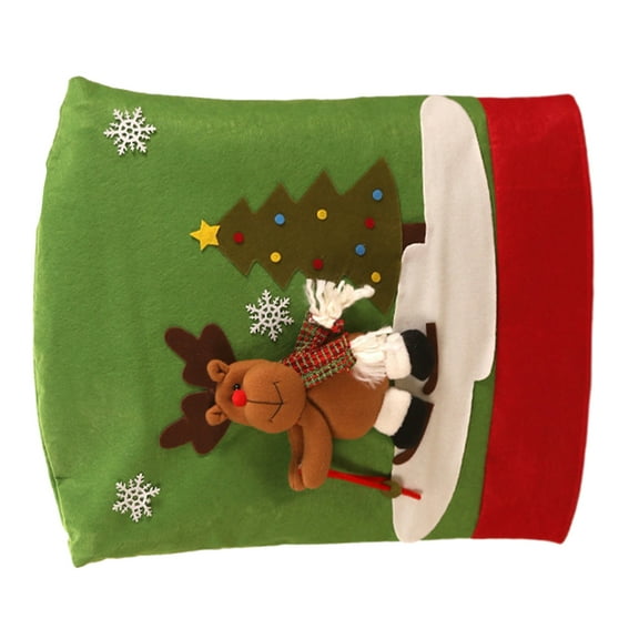 Christmas Chair Cover Cartoon Snowman Chair Back Decor for 2024 New Year Holiday Home Party Restaurant Decorations